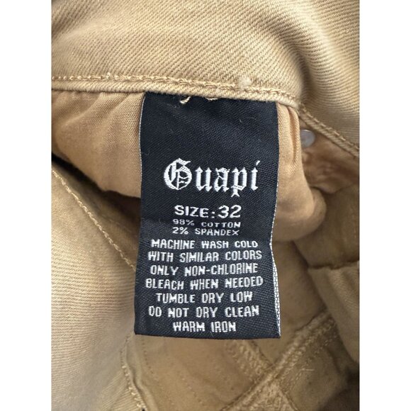 Guapi Tan Stacked Denim Pants Frayed Streetwear Flare Mens 32 NWT [jb] - Picture 6 of 9
